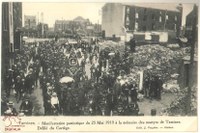 Manifestation patriotique du 25 mai 1919 à la mémoire des martyrs de Tamines. Défilé du cortège