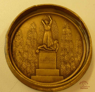 Médaille représentant le Monument aux martyrs de Tamines