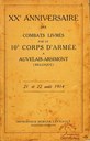XX e anniversaire des Combats livrés par le 10e Corps d'armée à Auvelais-Arsimont (Belgique), 21 et 22 août 1914