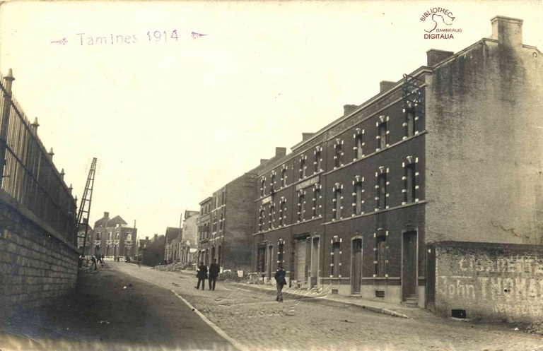 Tamines en face de la gare en 1914