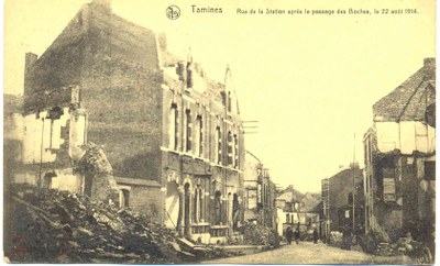 Tamines : maisons en ruine suite au passage des allemands le 22 août 1914