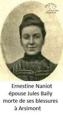 Arsimont : Ernestine NANIOT épouse de Jules BAILY