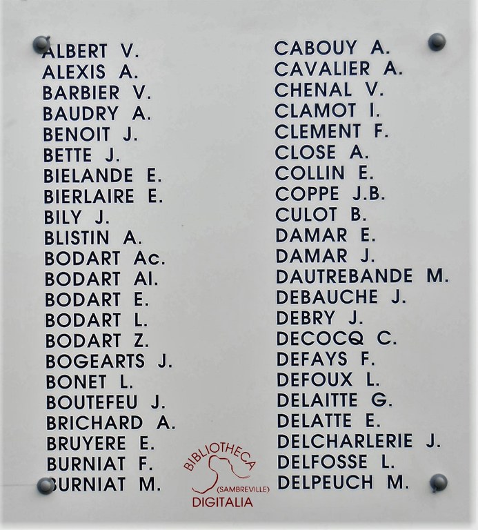 Plaque commémorative aux victimes du massacre de Tamines du 22 août 1914