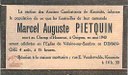 Avis de décès de Marcel Auguste PIETQUIN
