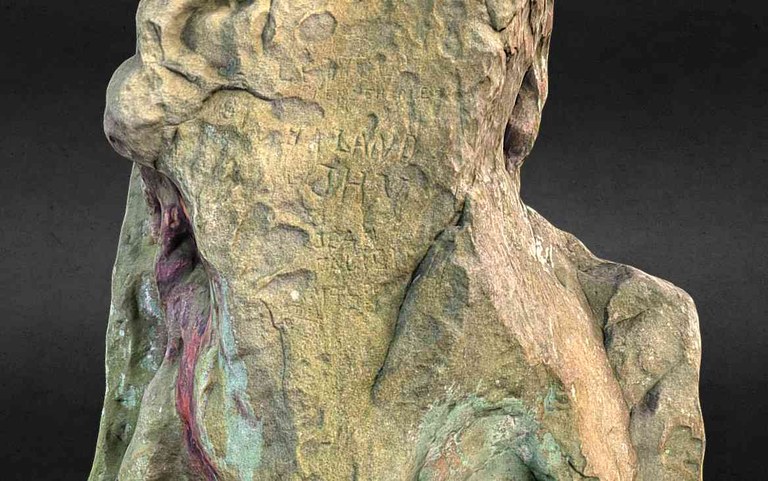 Velaine-sur-Sambre : polissoir recréé en 3 D par Laurence REMACLE
