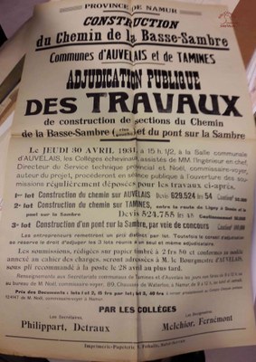 Affiche : Construction du chemin de la Basse-Sambre