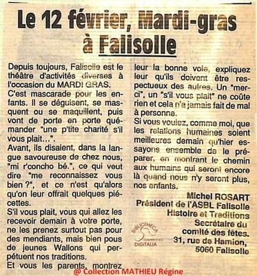 12 février, Mardi-Gras à Falisolle