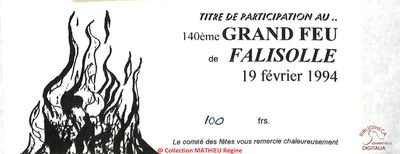 Titre de participation au 140è Grand feu de Falisolle