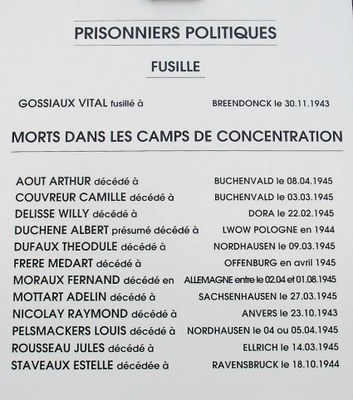 Plaque commémorative des prisonniers politiques