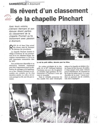 Arsimont : "Ils rêvent d'un classement de la chapelle PINCHART"