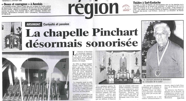 Arsimont : "la chapelle PINCHART désormais sonorisée"
