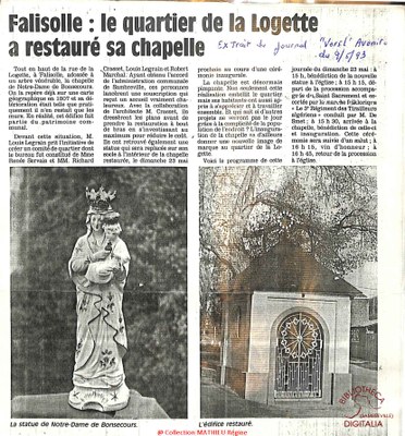 Falisolle : la quartier de la logette a restauré sa chapelle
