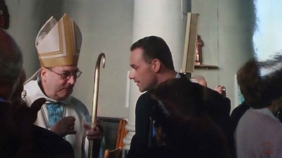 Moignelée : Monseigneur VANCOTTEM saluant M. Jean-Charles LUPERTO