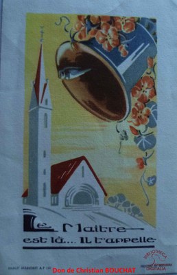 Souvenir de bénédiction des 3 cloches de l'Eglise de Velaine sur Sambre