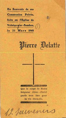 Souvenir de la communion privée de Pierre DELATTE