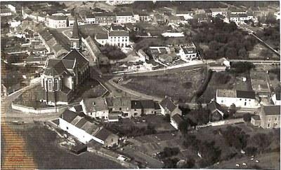 Velaine : vue aérienne de l'Eglise de Velaine