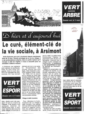 Arsimont : le Curé Aloïs QUIRYNEN