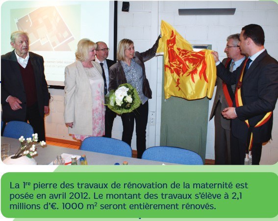 Auvelais : La 1ère pierre pour les travaux de rénovation de la maternité du Centre Hospitalier Régional du Val de Sambre