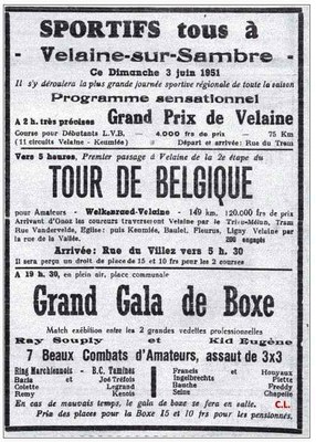 Velaine-sur-Sambre : Le tour de Belgique passe à Velaine-sur-Sambre le 03 Juin 1951