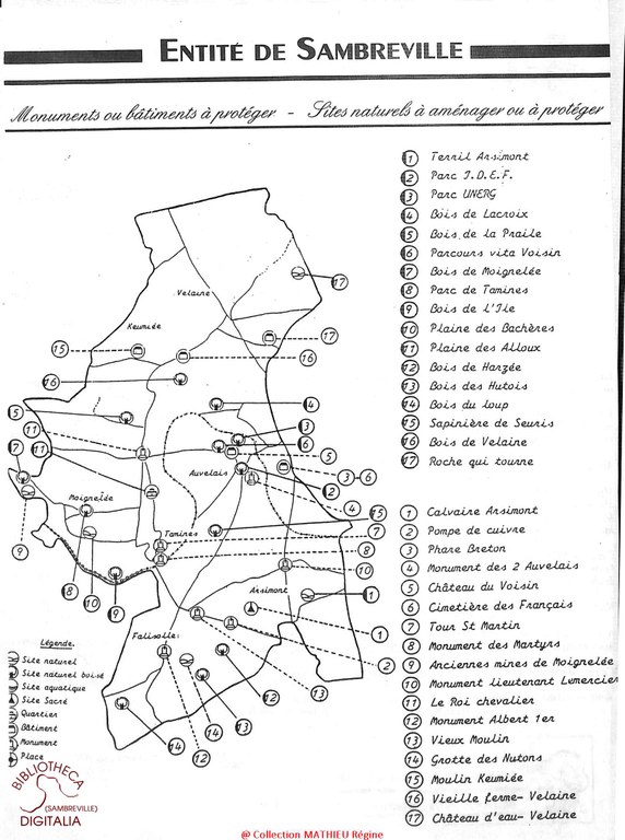 Entité de Sambreville. Monuments ou bâtiments à protéger - Sites naturels à aménager ou protéger