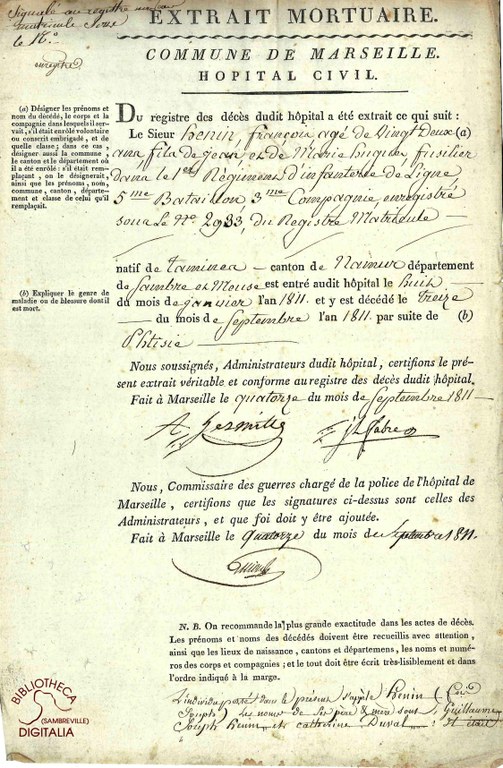 Extrait mortuaire de HENIN François