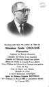 Faire-part de décès de Emile CROUSSE (époux de Eugénie ROUSSEAU)