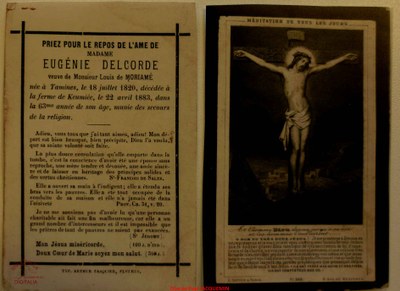 Souvenir de décès de Eugénie DELCORDE