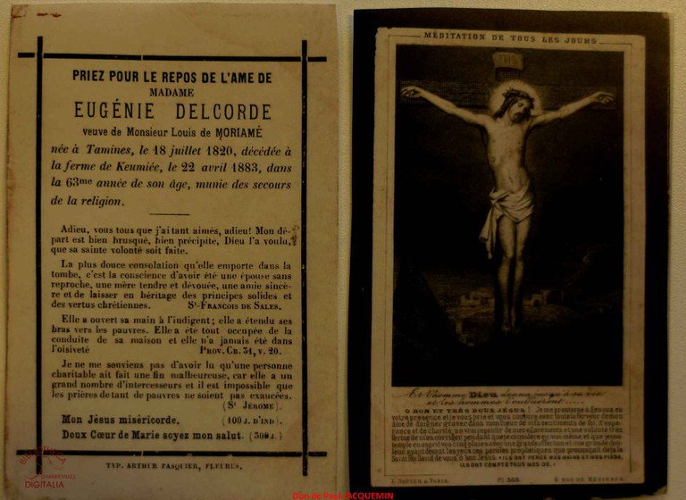 Souvenir de décès de Eugénie DELCORDE